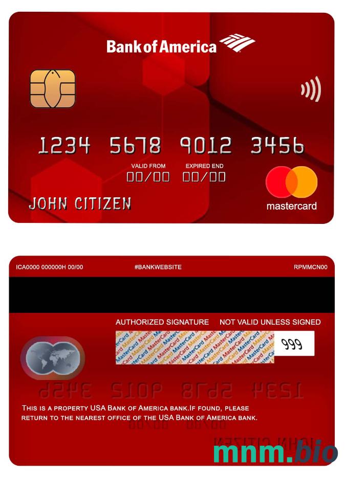 USA Bank of America bank mastercard